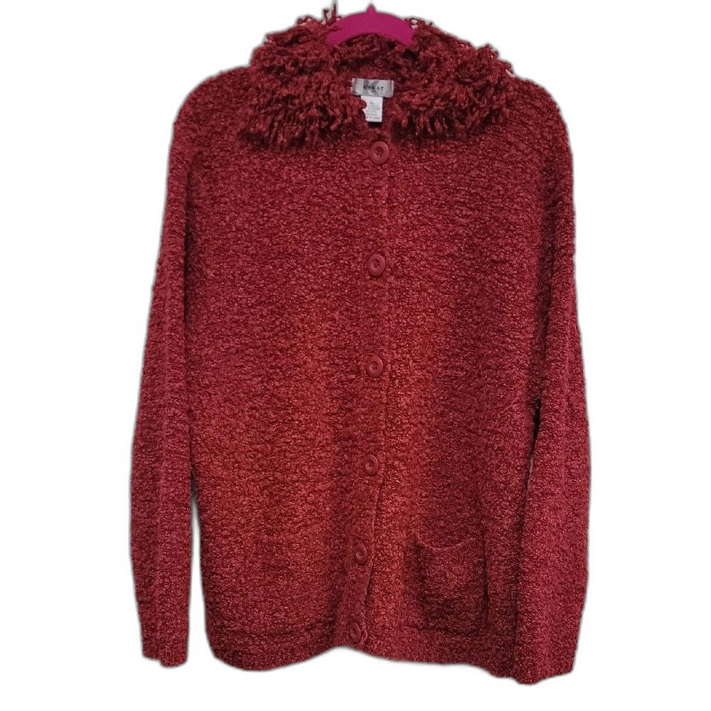 Cozy Red Button-Up Cardigan